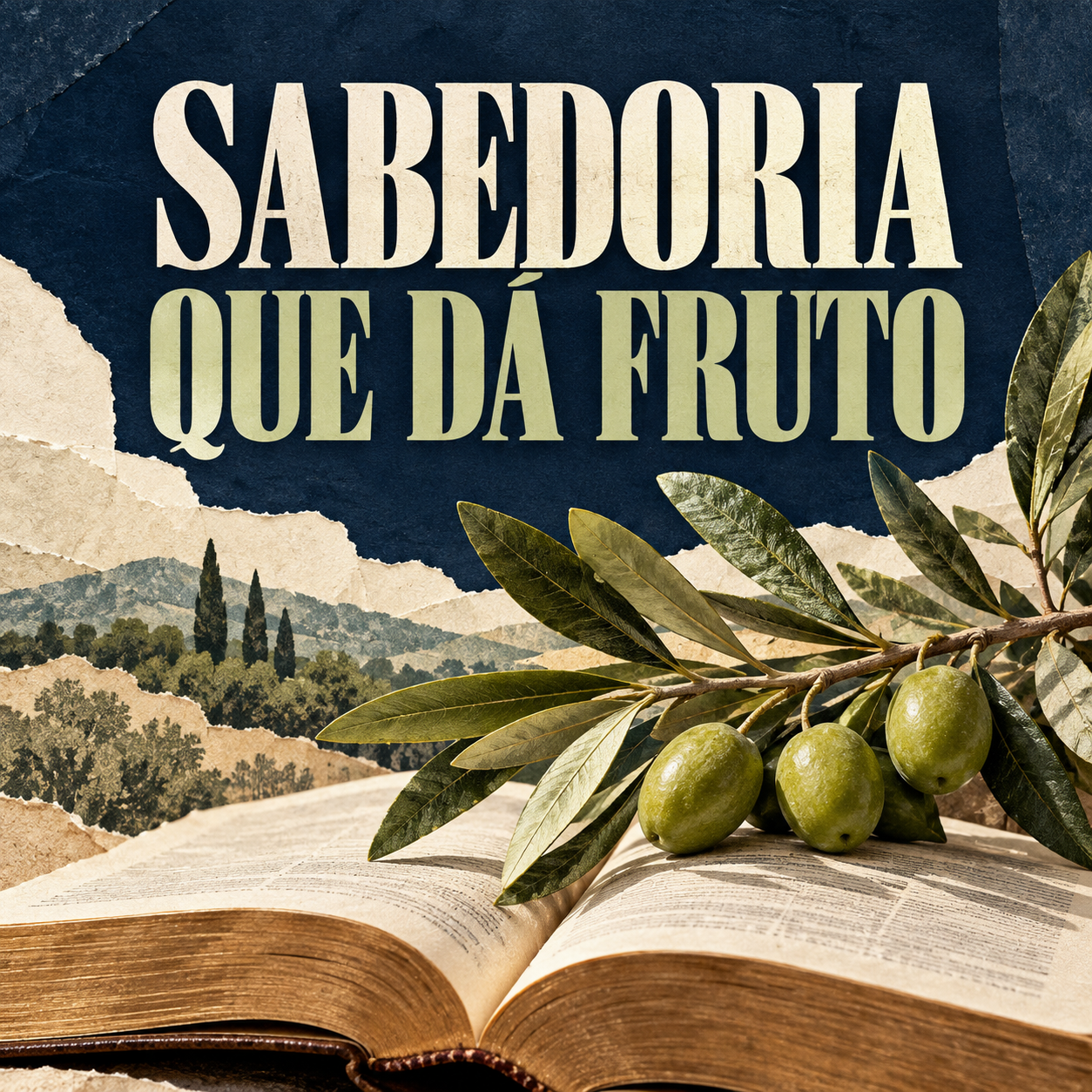 Ramo com frutos junto a livro aberto.
